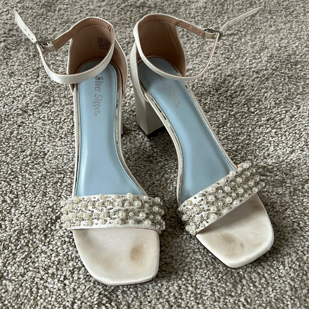 7.5 shoes with Beads on them .  Worn once on my wedding day.